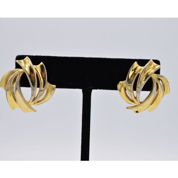 Givenchy Jewelry - Givenchy Vintage Pierced Statement Earrings Gold Tone Signed 1980s AS IS BinAB